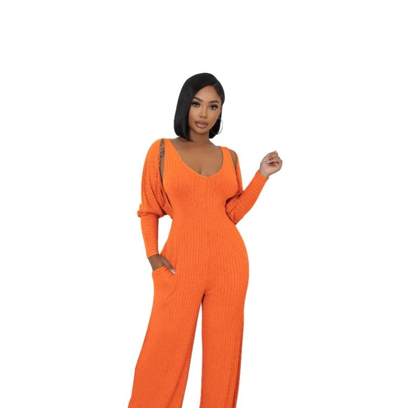 Ribbed Sculpt Stretch Jumpsuit Set