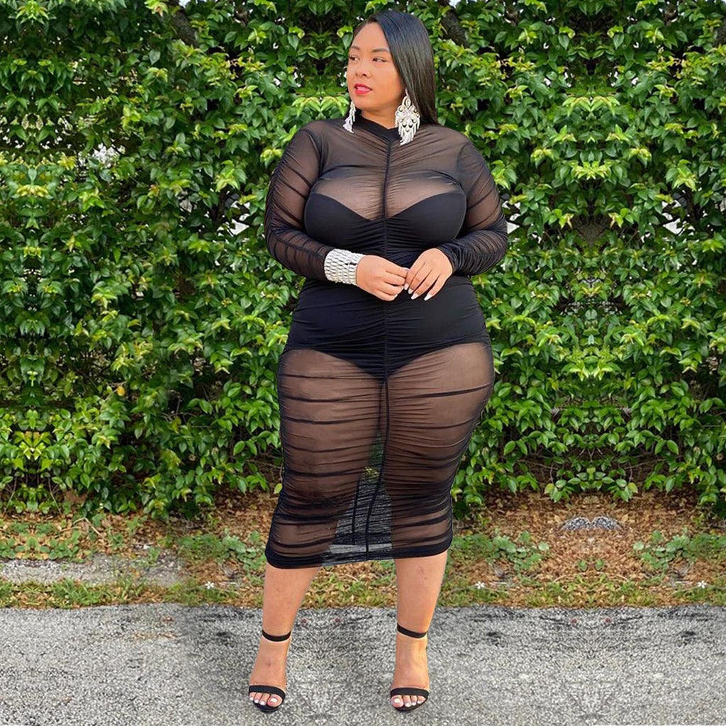 Sheer Seduction Plus Size Midi Dress