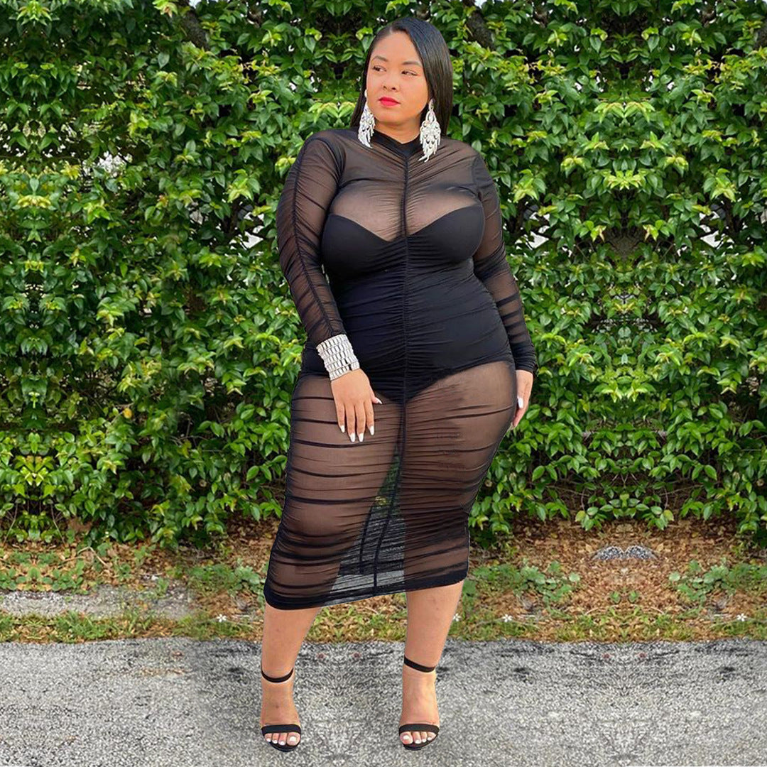 Sheer Seduction Plus Size Midi Dress