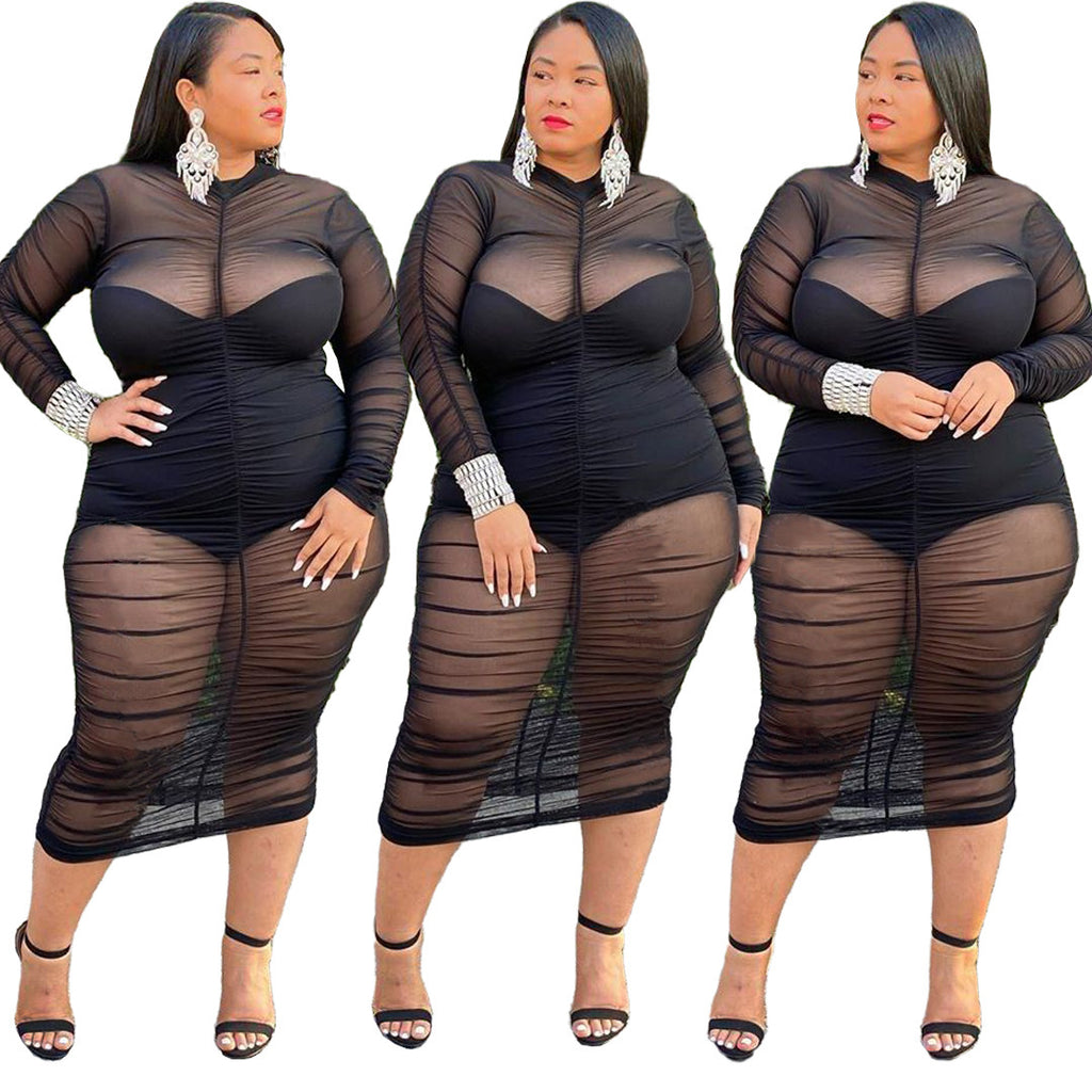 Sheer Seduction Plus Size Midi Dress