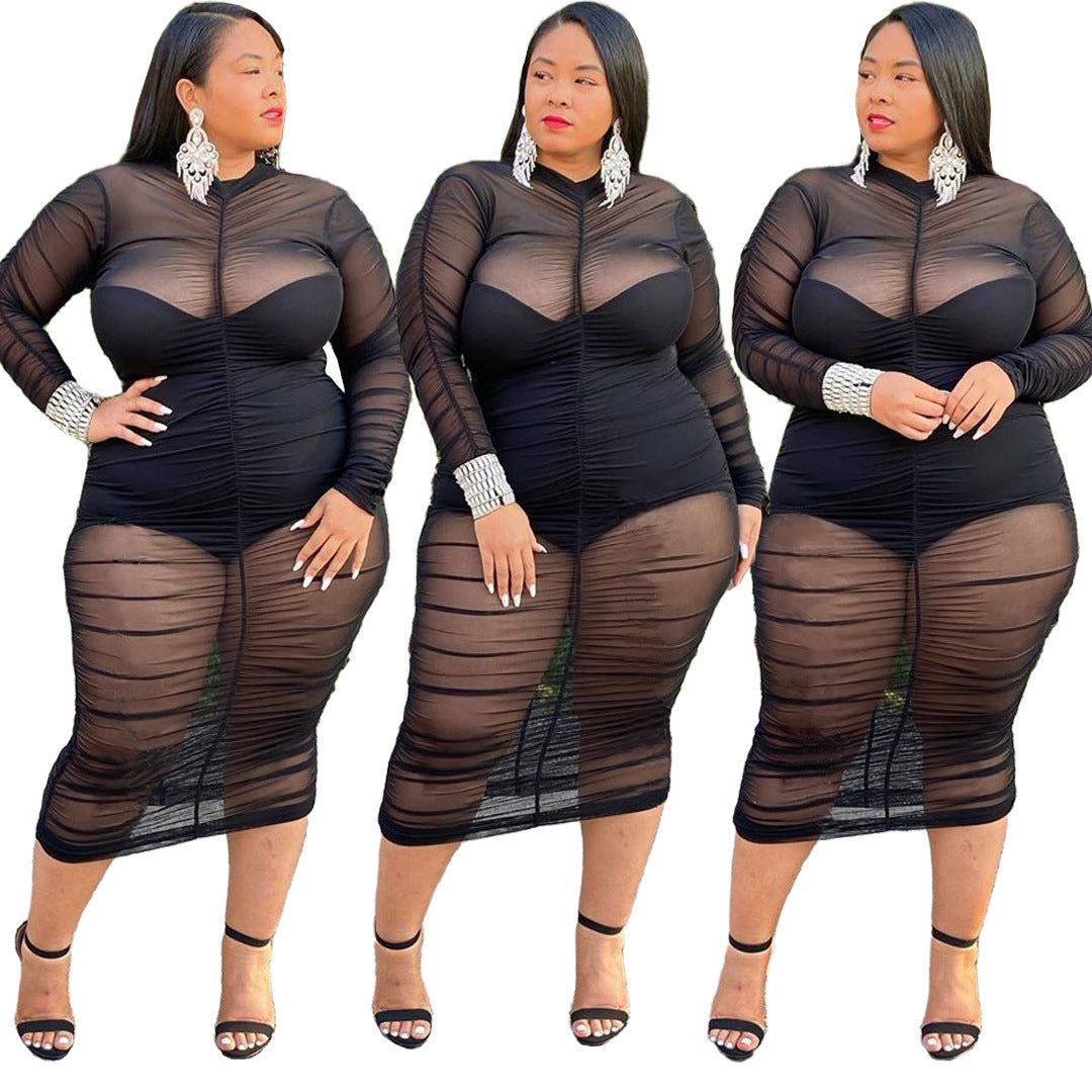 Sheer Seduction Plus Size Midi Dress
