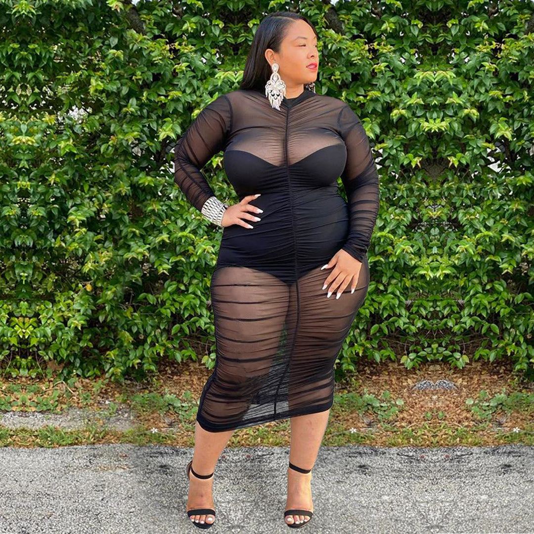 Sheer Seduction Plus Size Midi Dress
