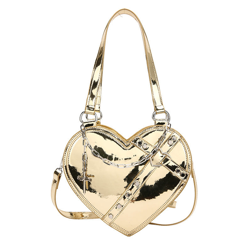 Heart-Shaped Chain Shoulder Bag – Large Capacity Valentine’s Day Purse for Women