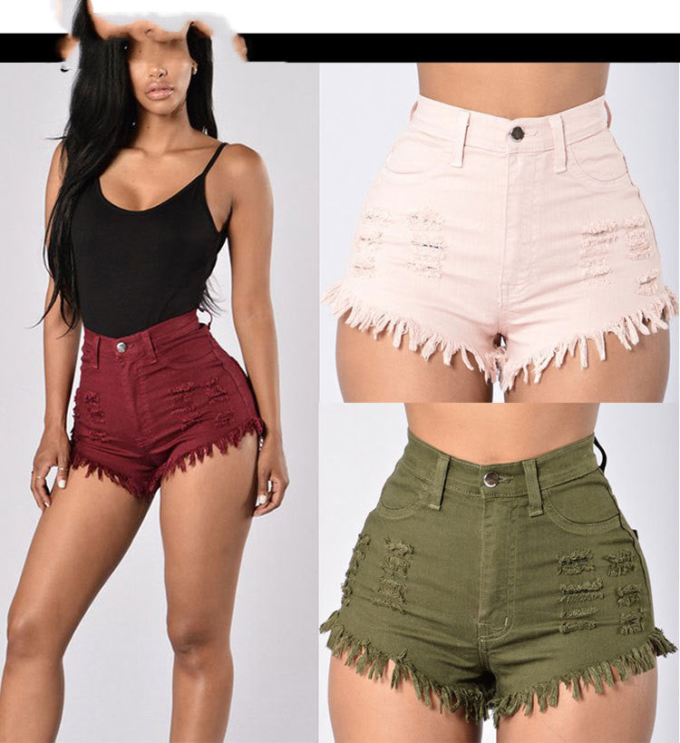 High Waist Distressed Denim Shorts – Frayed Edge Summer Fit