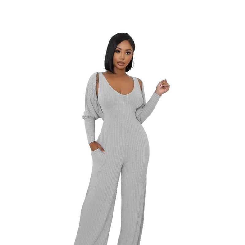 Ribbed Sculpt Stretch Jumpsuit Set