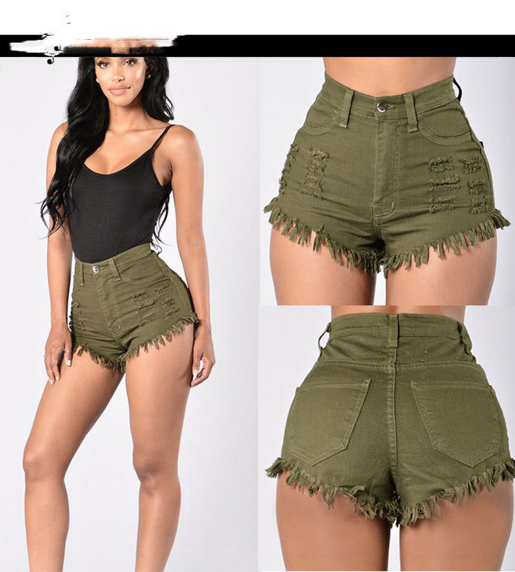 High Waist Distressed Denim Shorts – Frayed Edge Summer Fit