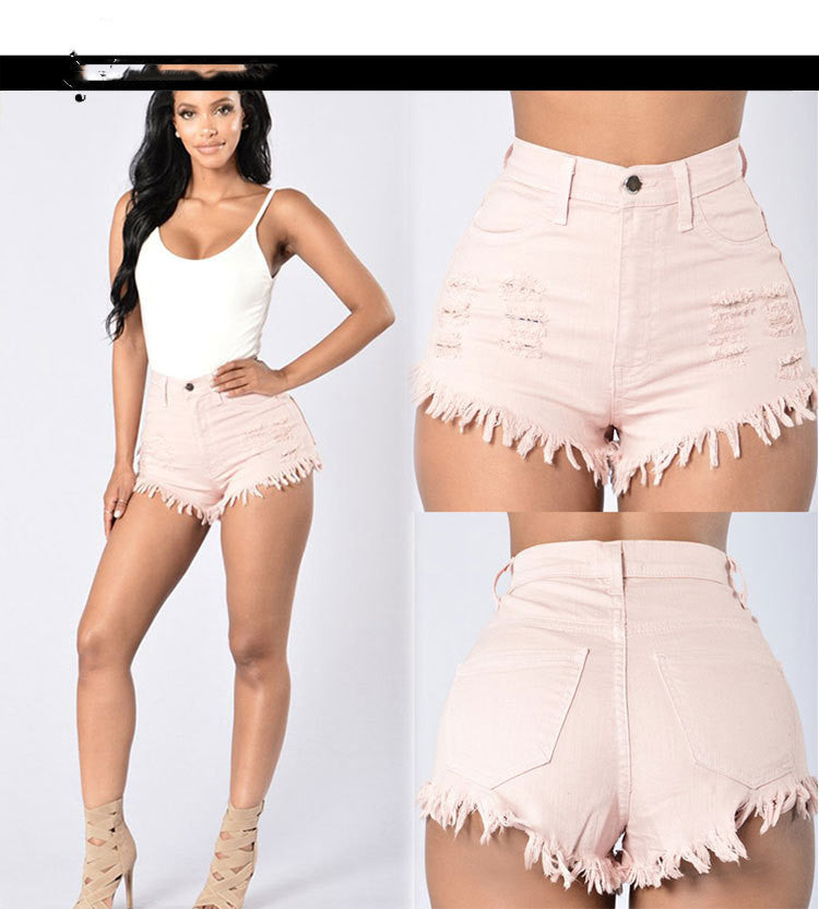 High Waist Distressed Denim Shorts – Frayed Edge Summer Fit