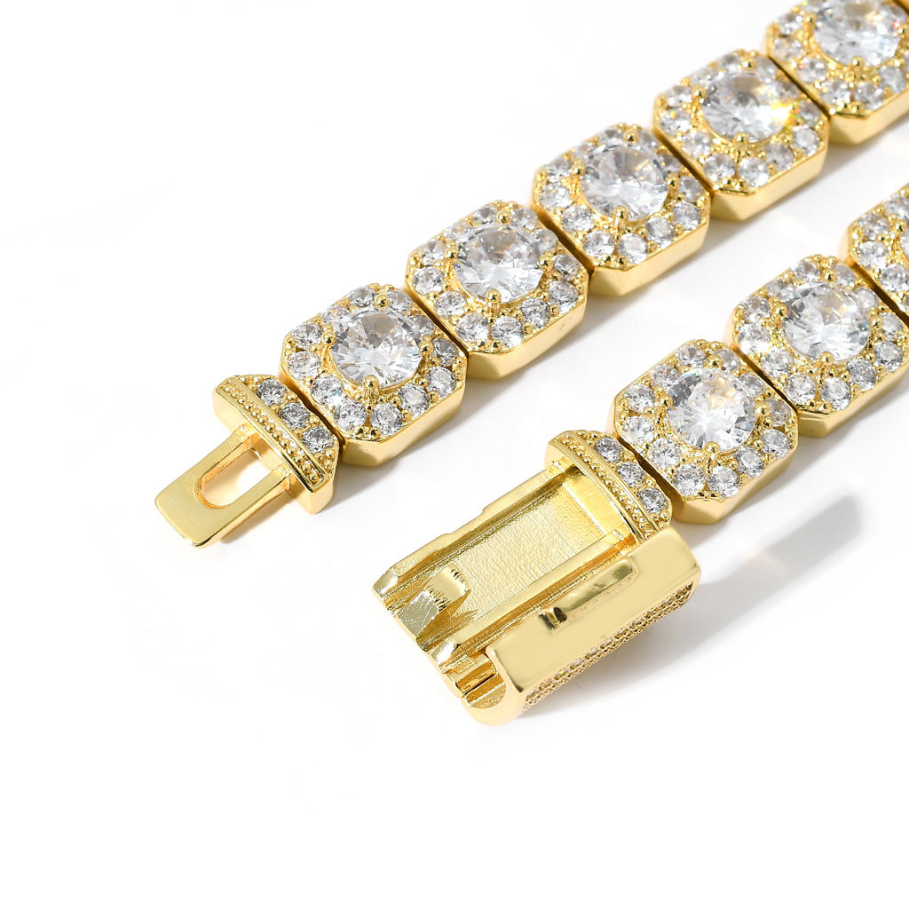 Iced-Out Geometric Chain Necklace for Men & Women