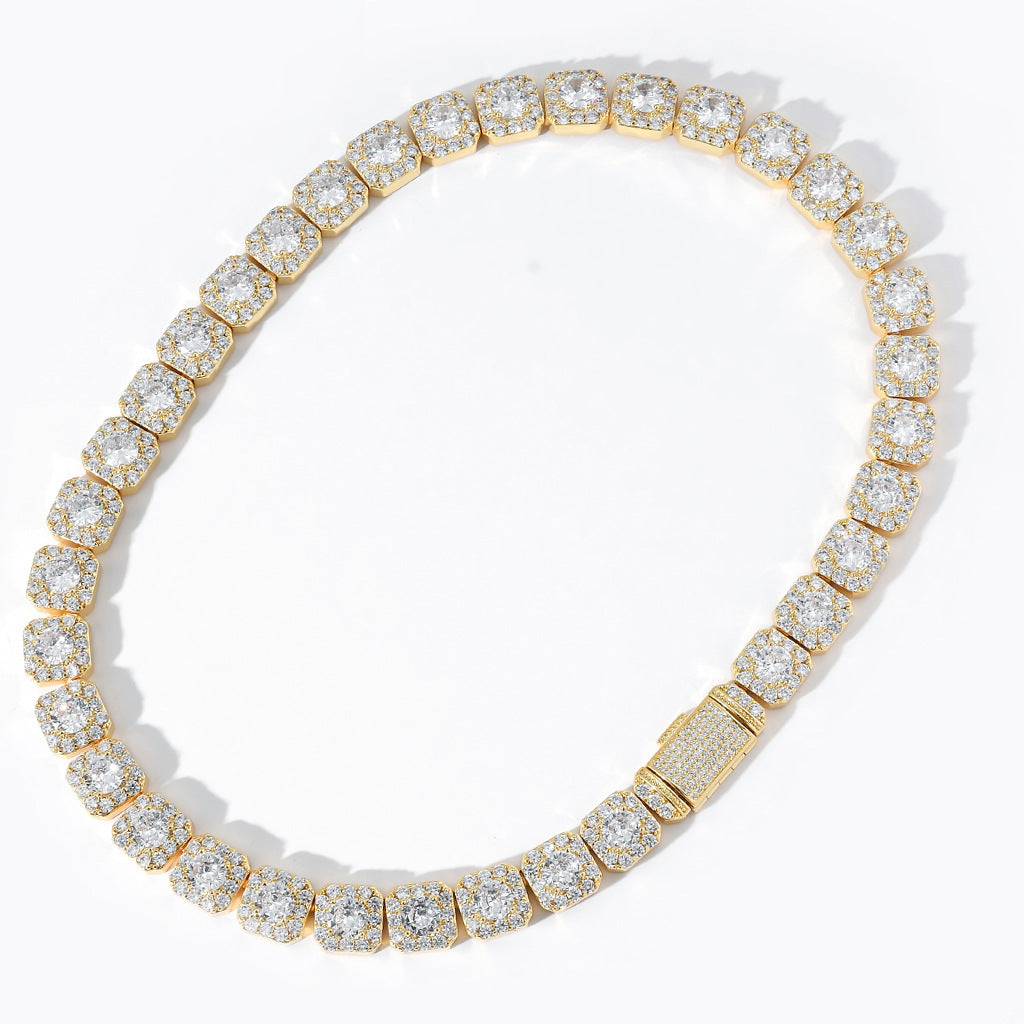 Iced-Out Geometric Chain Necklace for Men & Women